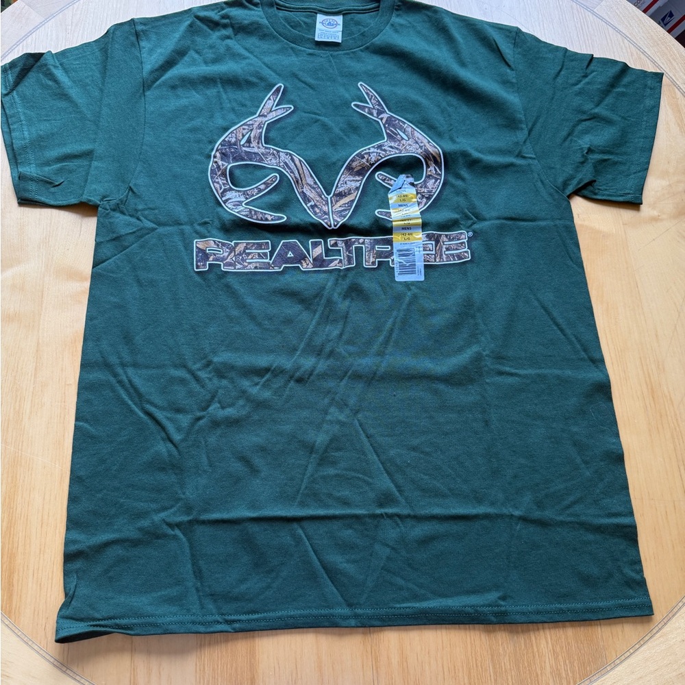 Realtree Camo Antler Logo Tee Mens Large Green NWT Hunting Shirt